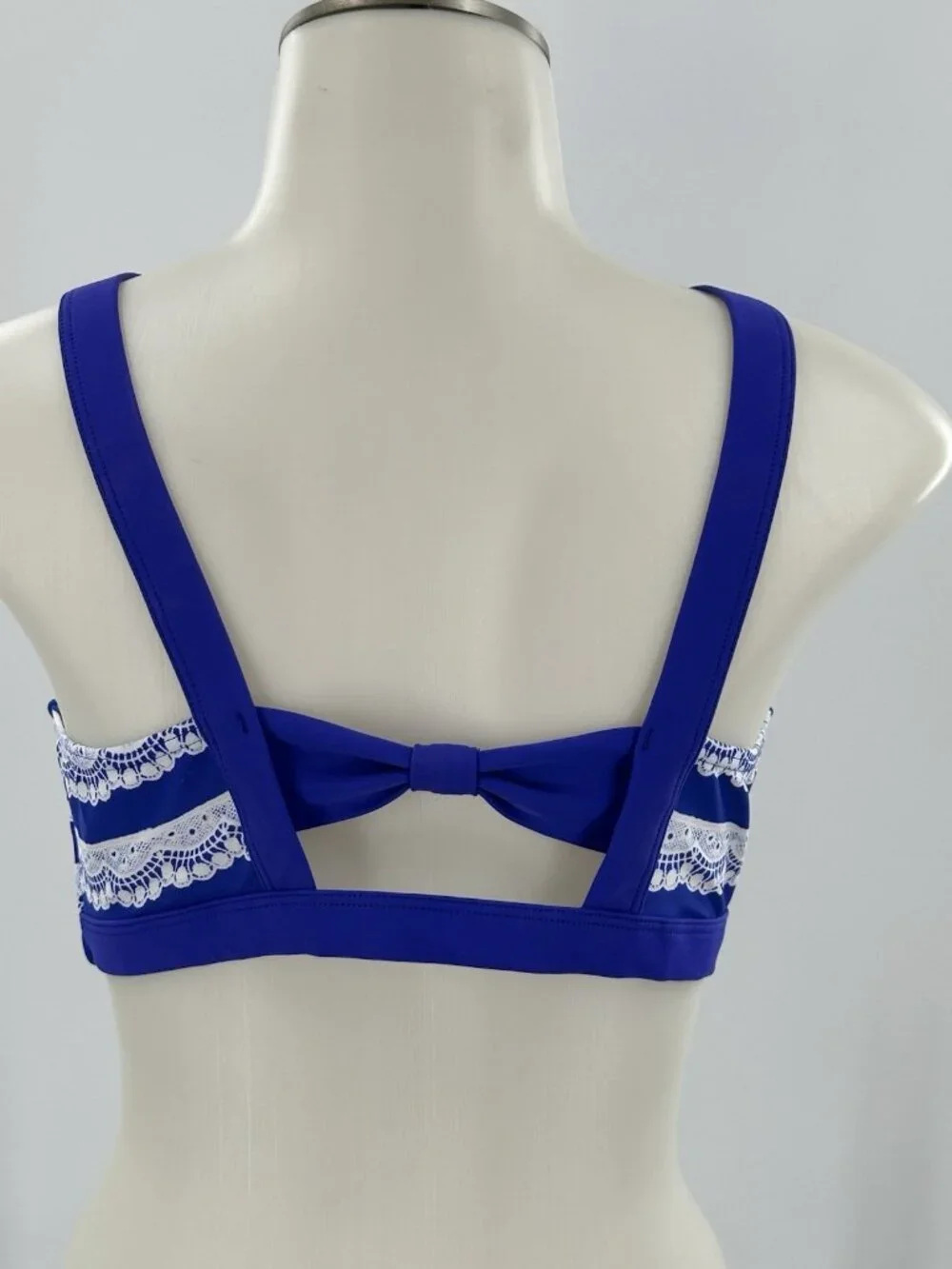 NWOT Venus Blue & White Striped High Neck Zipper Front Padded Swim Top 8